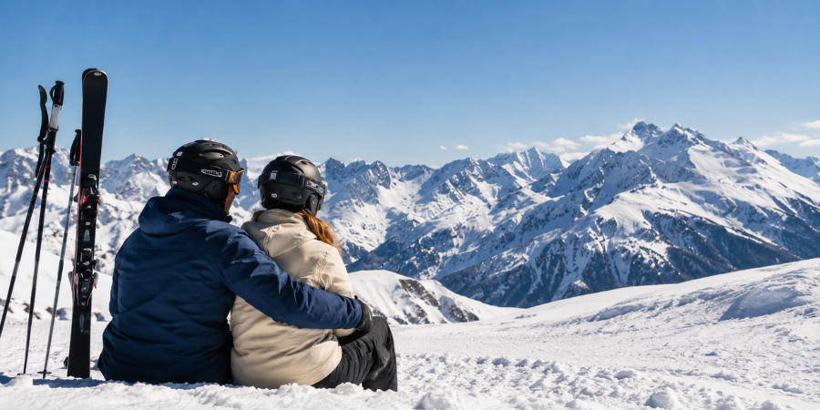 Koppel op skivakantie